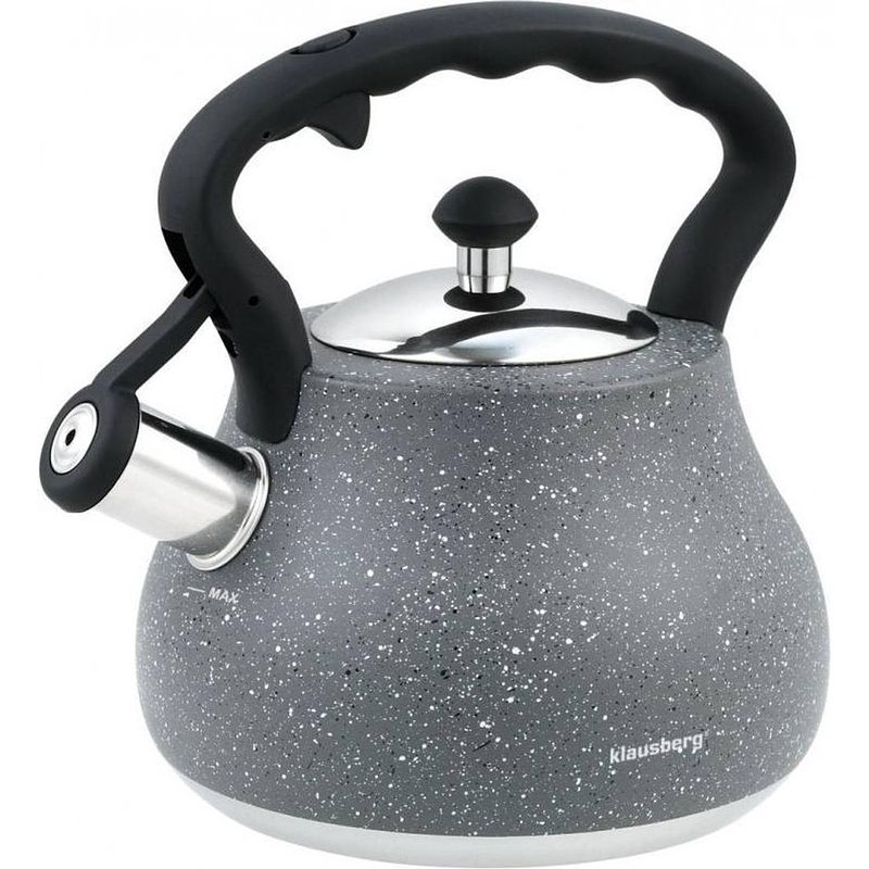 Foto van Top choice - stalen fluitketel - marmer grijs - 2.7 liter