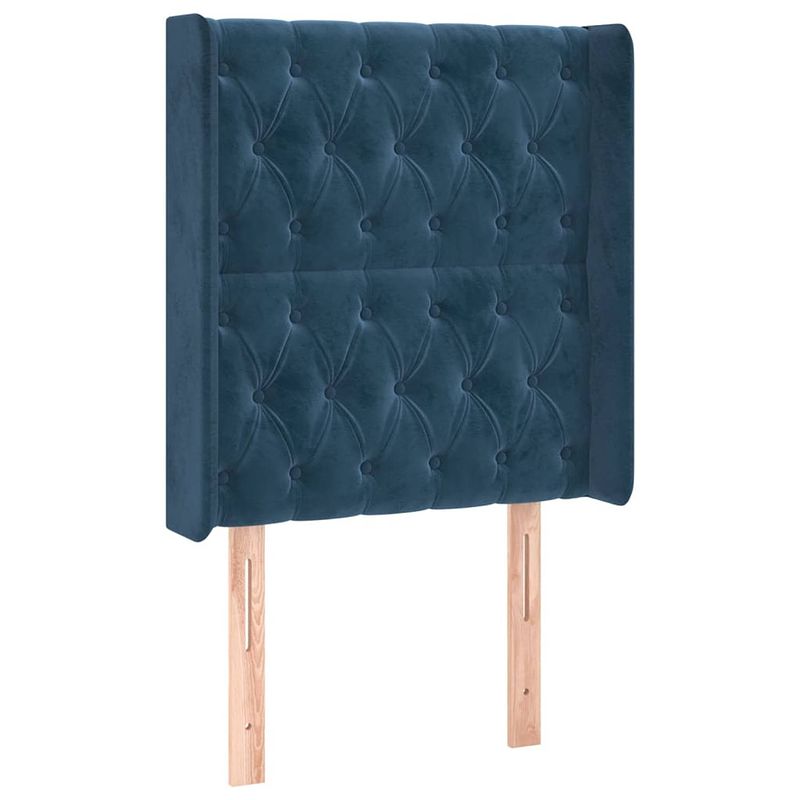 Foto van The living store hoofdbord - bedombouw - 83x16x118/128 cm - donkerblauw fluweel