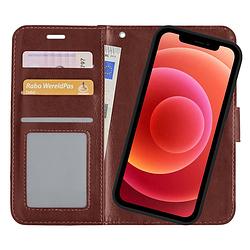 Foto van Basey iphone xs max hoesje bookcase hoes 2-in-1 cover - iphone xs max hoes 2-in-1 hoesje case - bruin