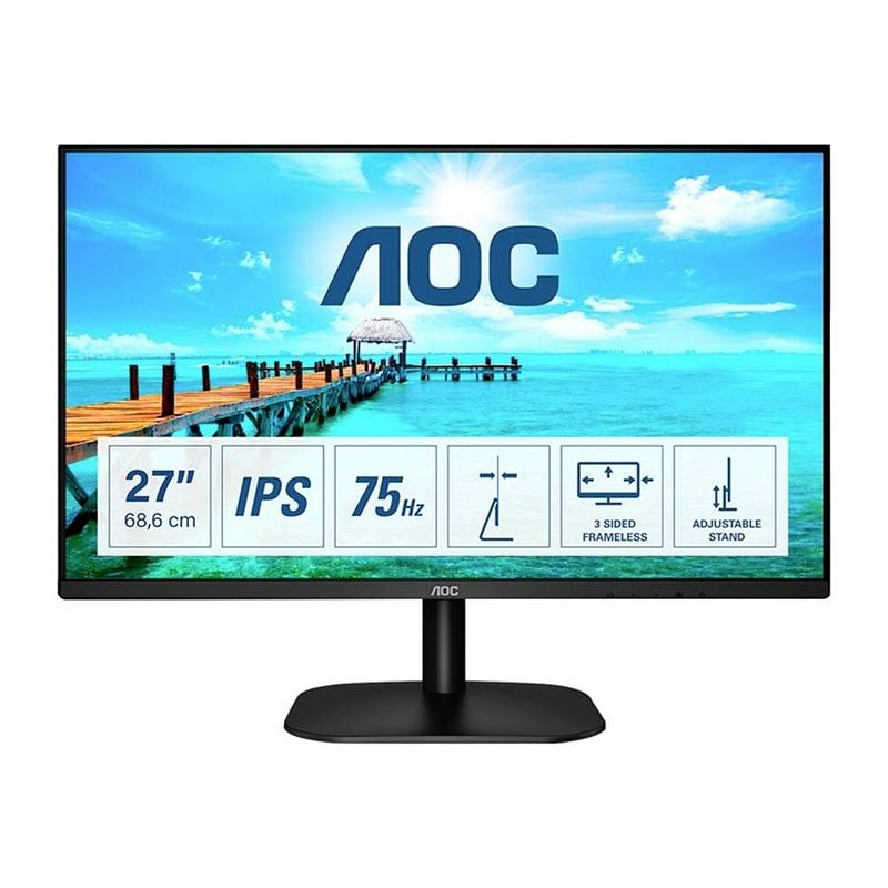 Foto van Aoc 27b2da led-monitor energielabel e (a - g) 68.6 cm (27 inch) 1920 x 1080 pixel 16:9 4 ms hdmi, dvi, vga, audio-line-in, hoofdtelefoonaansluiting ips led