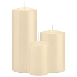 Foto van Stompkaarsen set van 3x stuks creme wit 12-15-20 cm - stompkaarsen