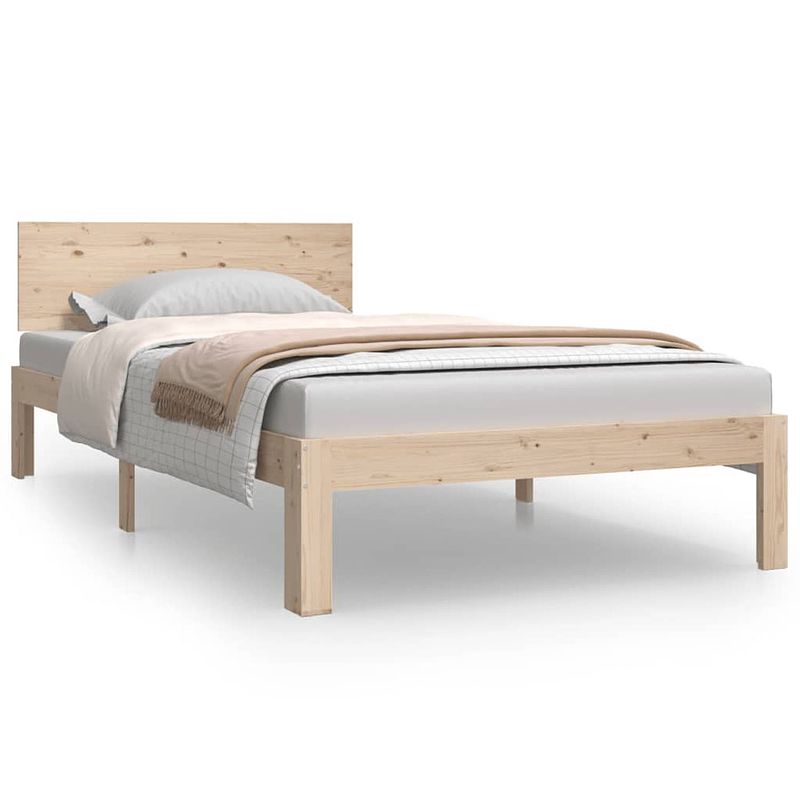 Foto van The living store massief grenenhouten bedframe - enkel bed - 100 x 200 cm