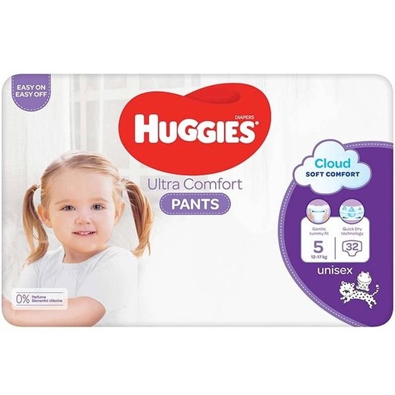 Foto van Huggies - luierbroekjes - ultra comfort - maat 5 - small pack - 32 stuks - 12/17 kg