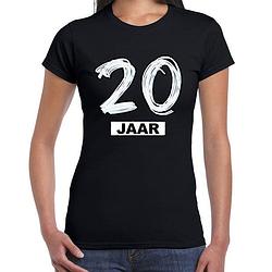 Foto van 20 jaar verjaardag cadeau t-shirt zwart voor dames xs - feestshirts