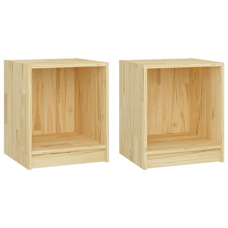 Foto van The living store houten nachtkastjes - massief grenenhout - 35.5 x 33.5 x 41.5 cm - set van 2