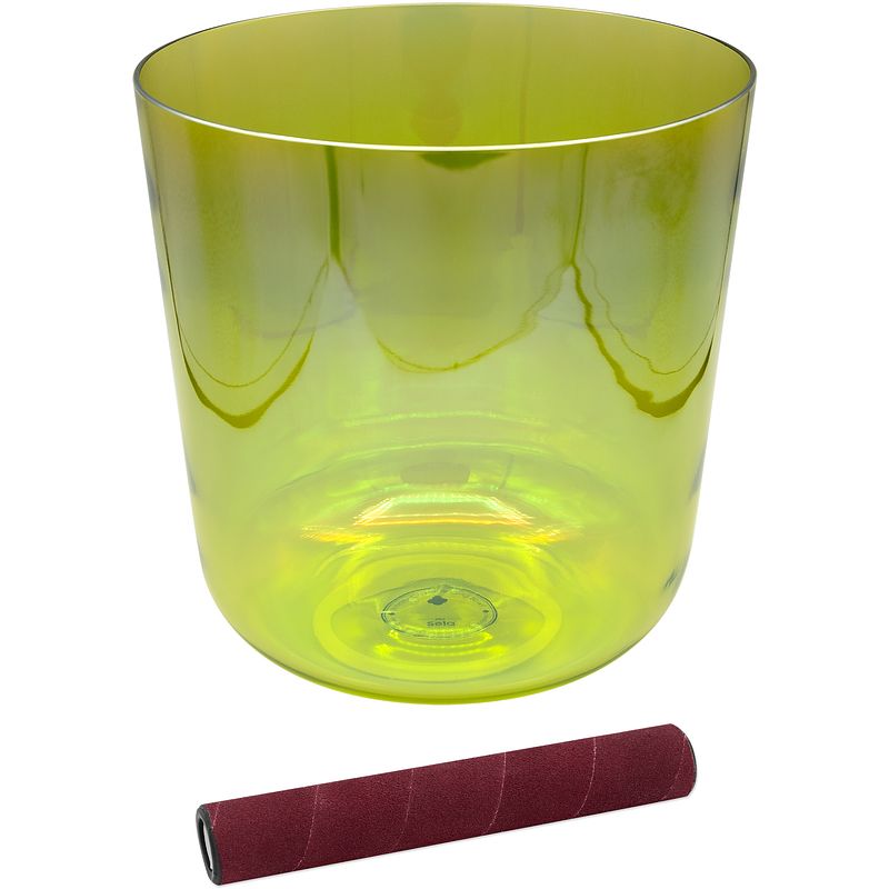 Foto van Sela infinity crystal singing bowl 440 hz a3 yellow green klankschaal