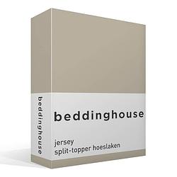 Foto van Beddinghouse jersey split-topper hoeslaken - 100% gebreide jersey katoen - lits-jumeaux (180x200/220 cm) - sand