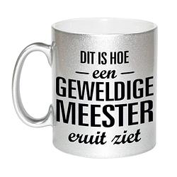 Foto van Zilveren geweldige meester cadeau koffiemok / theebeker 330 ml - feest mokken