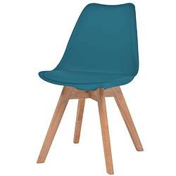 Foto van The living store eetkamerstoelen - 48 x 53 x 83 cm - turquoise - kunststof - beukenhout - rubberwood - 100%