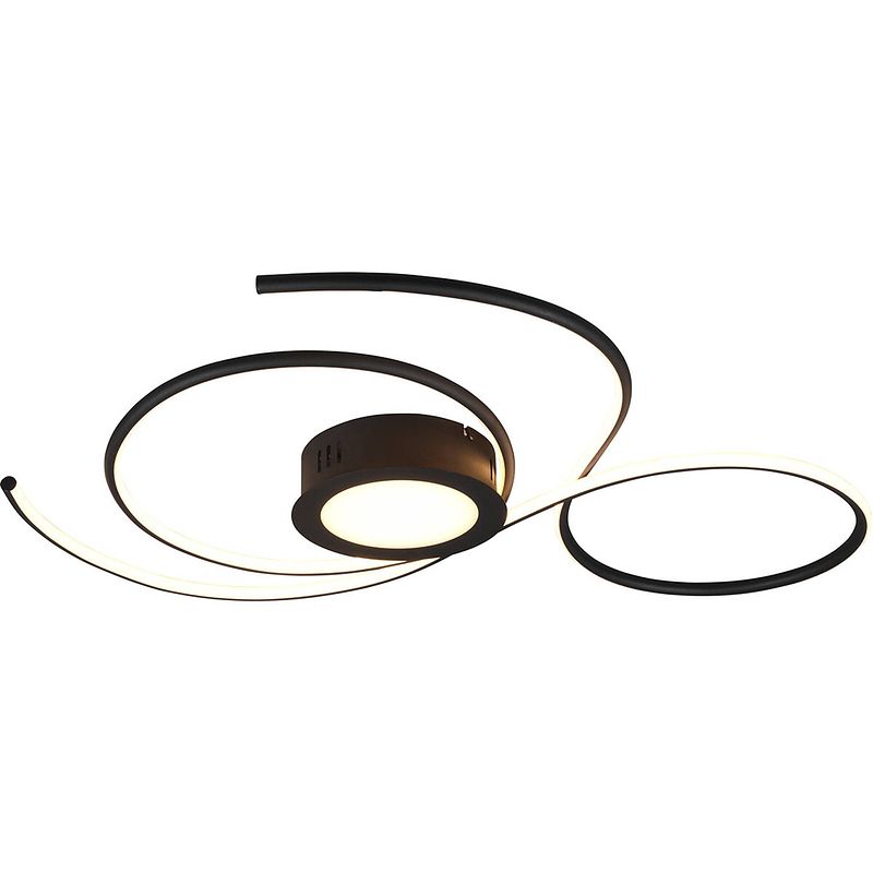 Foto van Led plafondlamp - plafondverlichting - trion jivino - 48w - aanpasbare kleur - dimbaar - rond - mat zwart - aluminium