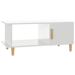 Foto van The living store salontafel - hoogglans wit - 90 x 50 x 40 cm -steve - opbergvak - minimalistisch design