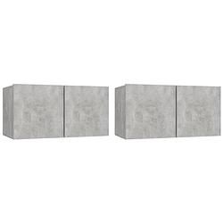 Foto van The living store wandmeubel betongrijs 60x30x30 cm - hifi-kastenset - bewerkt hout