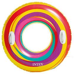 Foto van Intex opblaasbare gekleurde zwemband/zwemring ringenprint 91 cm - zwembanden