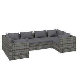 Foto van Vidaxl 6-delige loungeset met kussens poly rattan grijs