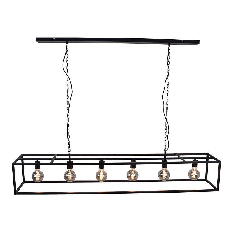 Foto van Lamponline hanglamp frame 6 lichts l 160 cm b 25 cm zwart