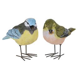 Foto van Tuinbeeldjes decoratie vogeltjes - 2x stuks - metaal - 10 cm - binnen/buiten - tuinbeelden