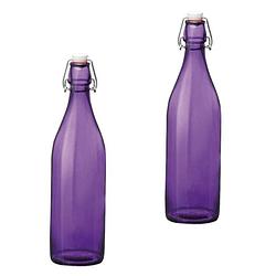 Foto van Set van 2 stuks paarse weckflessen met beugeldop - decoratieve flessen