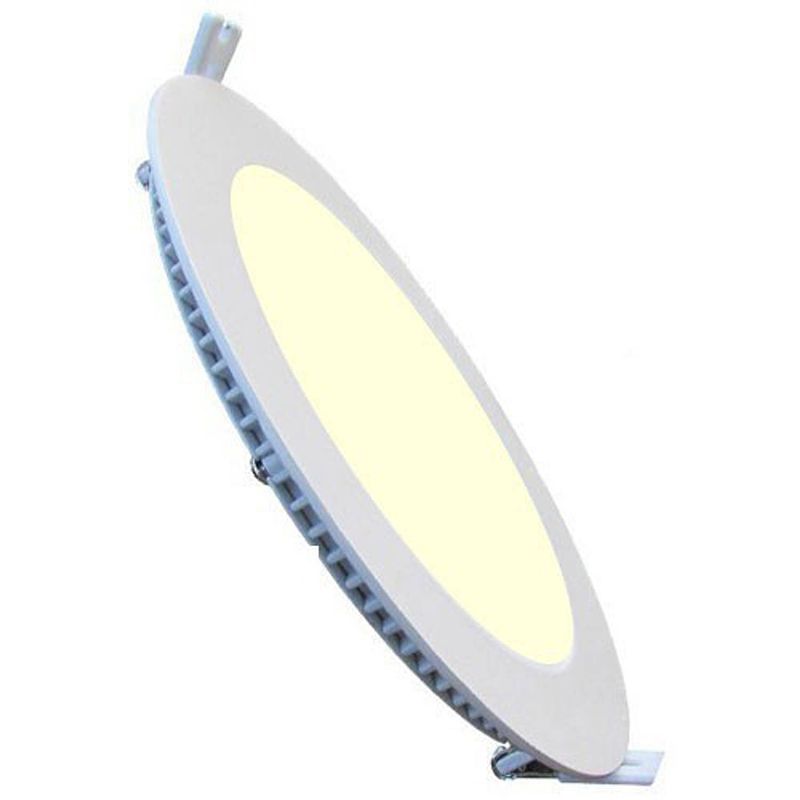 Foto van Led downlight slim - inbouw rond 9w - warm wit 2700k - mat wit - aluminium - ø146mm