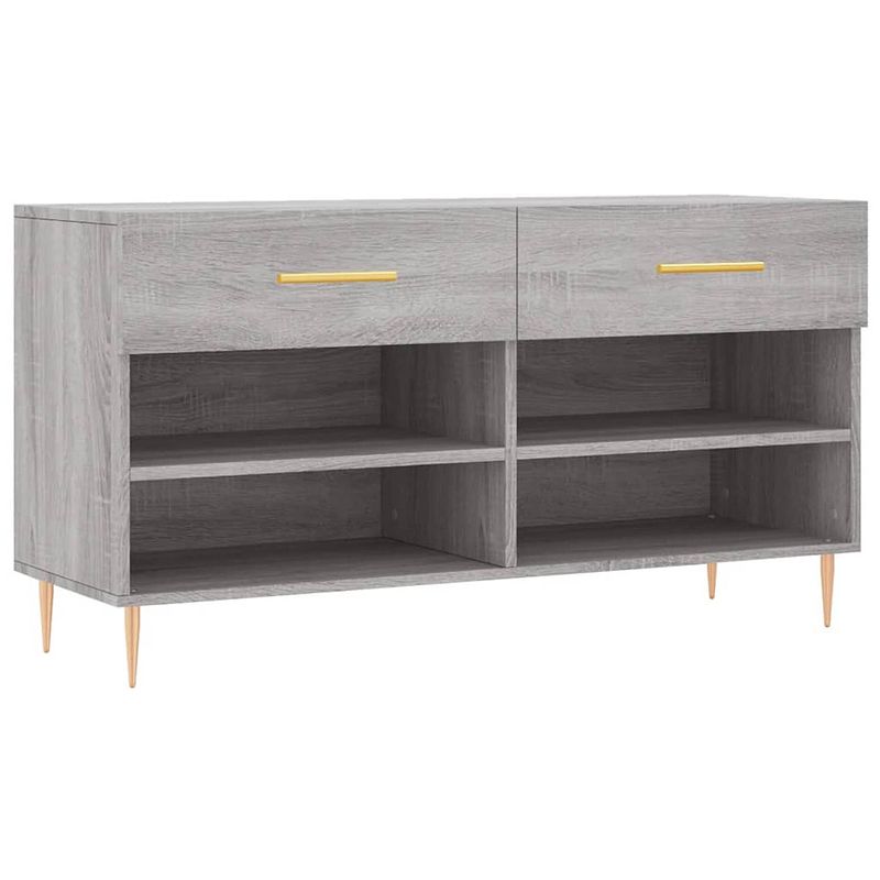 Foto van Infiori schoenenbank 102x35x55 cm bewerkt hout grijs sonoma eikenkleur