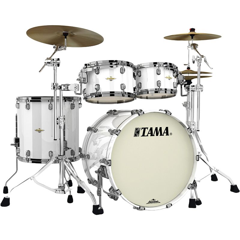 Foto van Tama ma42tzbns-pwh starclassic maple piano white 4d. shellset zwart vernikkelde hardware