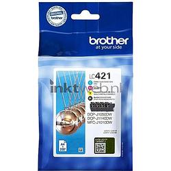 Foto van Brother lc-421 multipack 4-pack zwart en kleur cartridge