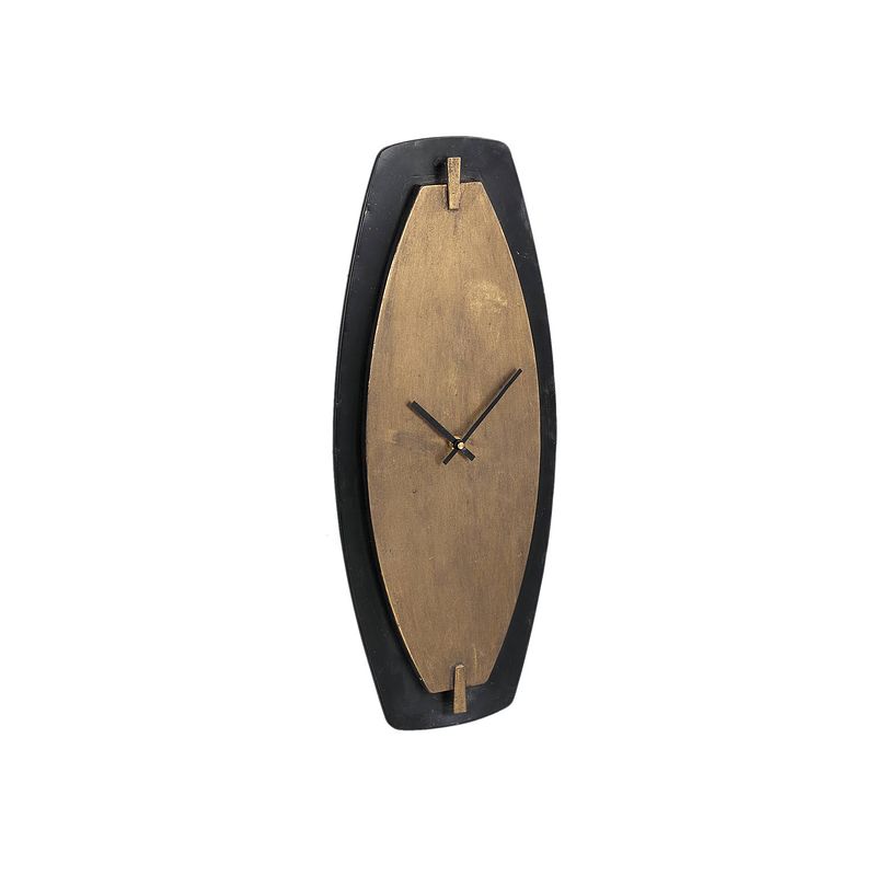 Foto van Ptmd zanni gold metal wall clock on black shaped oval