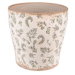 Foto van Clayre & eef bloempot ø 17x16 cm groen beige keramiek bloemen bloempot binnen plantenpot plant pot groen bloempot