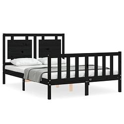 Foto van The living store bedframe massief grenenhout - zwart - 195.5 x 145.5 x 100 cm - multiplex lattenbodem