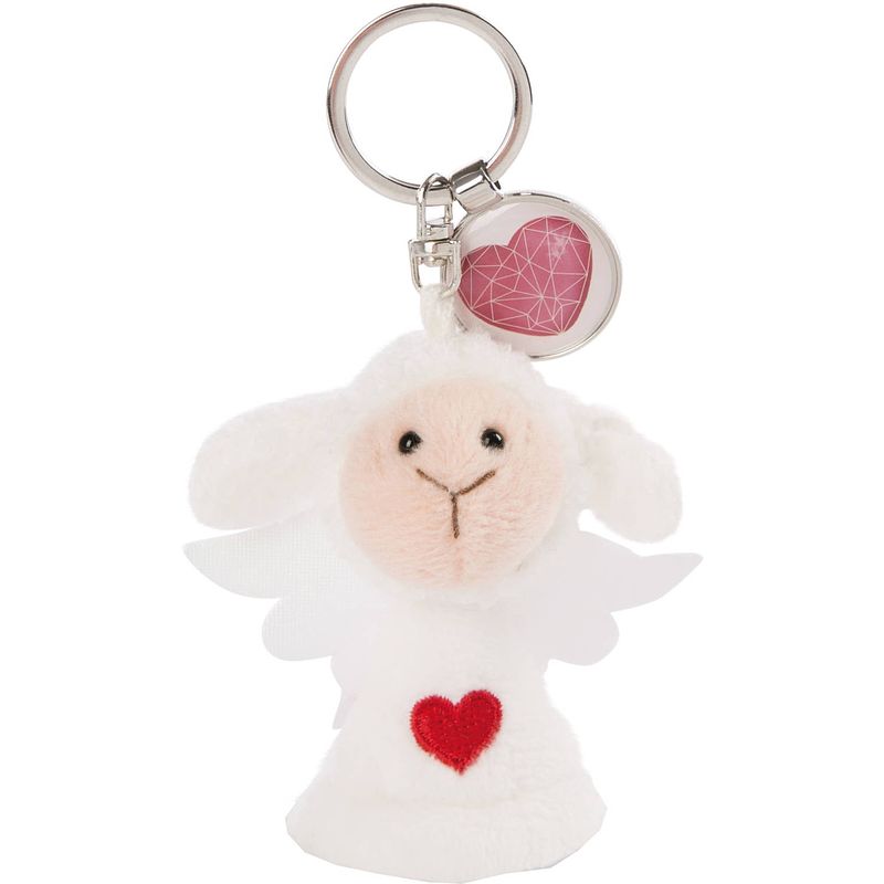 Foto van Nici sleutelhanger hart junior 7 cm pluche/polyester wit/roze