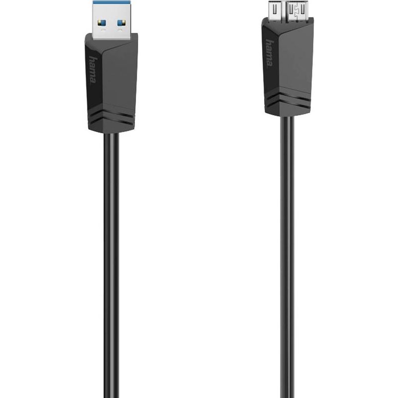 Foto van Hama usb-kabel usb 3.2 gen1 (usb 3.0 / usb 3.1 gen1) usb-a stekker, usb-micro-b 3.0 stekker 1.50 m zwart 00200627