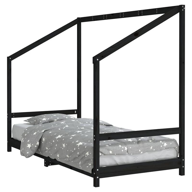 Foto van Vidaxl kinderbedframe 90x190 cm massief grenenhout zwart