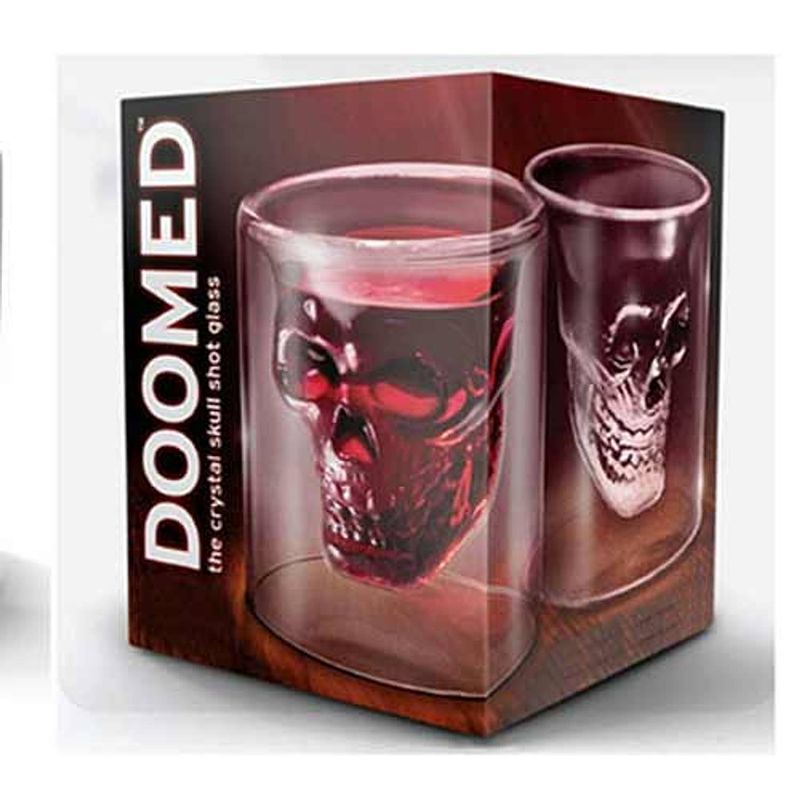 Foto van Skull glass - doodshoofd whiskeyglas - handgeblazen schedelglas - 100ml - doodshoofd shot glas - groen/zwart