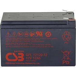 Foto van Csb battery gpl 12120 loodaccu 12 v 12 ah loodvlies (agm) (b x h x d) 151 x 100 x 98 mm kabelschoen 6.35 mm onderhoudsvrij, geringe zelfontlading