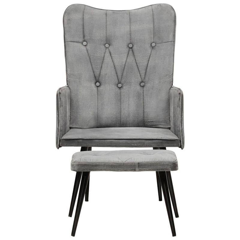 Foto van The living store fauteuil s gestoffeerd - 55 x 43 x 97 cm - grijs canvas