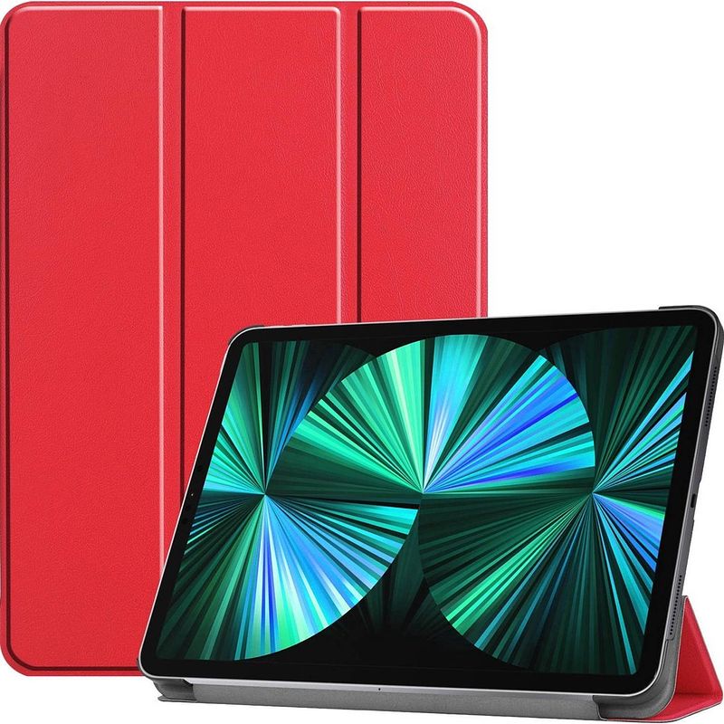 Foto van Basey ipad pro 2021 12,9 inch hoes case hoesje rood hardcover book case cover