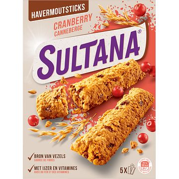 Foto van 2 voor € 3,00 | sultana good morning cranberry havermoutsticks 5 stuks 205g aanbieding bij jumbo