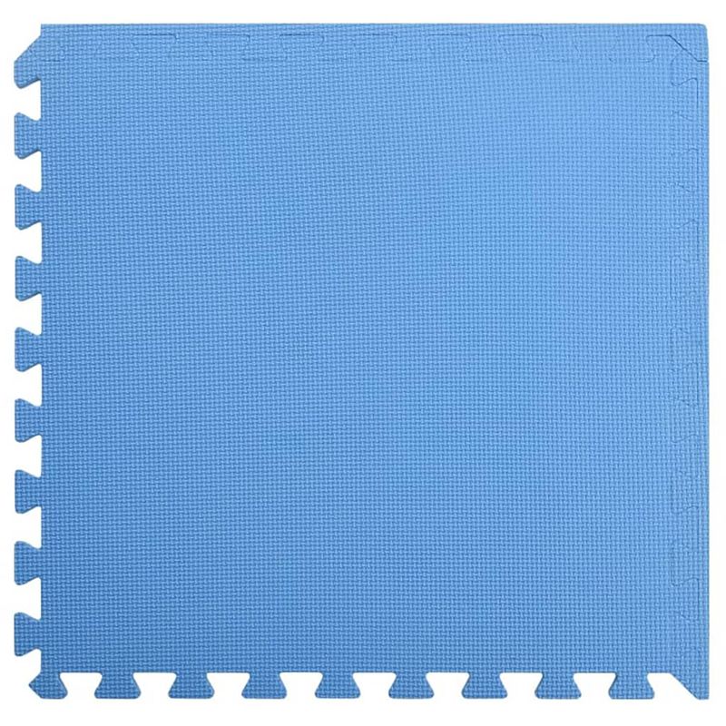 Foto van The living store puzzelsportmat - blauw - 60 x 60 x 1 cm - anti-slip eva-schuim - waterafstotend - 24 stuks