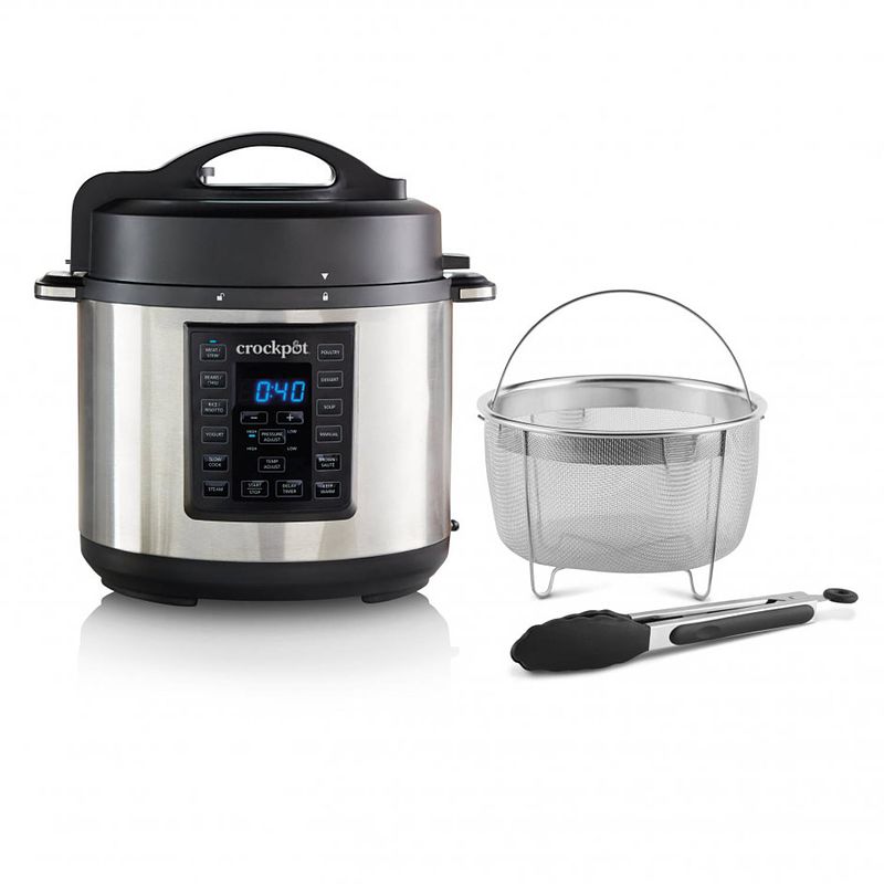 Foto van Crock pot express slowcooker cr089 5.6 liter + stoommand en tang