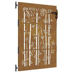 Foto van Infiori poort 85x150 cm bamboe-ontwerp cortenstaal