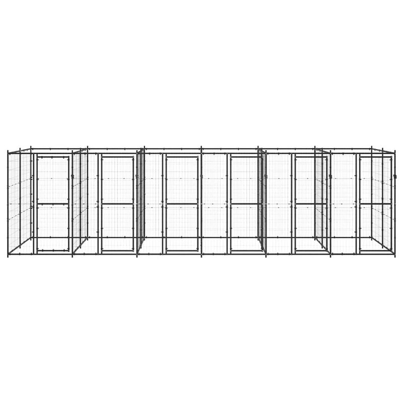 Foto van The living store hondenkennel multifunctioneel - 660 x 220 x 180 cm - zwart - gepoedercoat staal