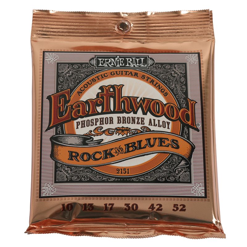 Foto van Ernie ball 2151 earthwood phosphor bronze allow rock & blues snarenset voor westerngitaar