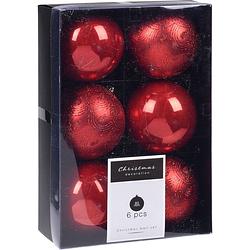 Foto van 12x kerstboomversiering luxe kunststof kerstballen rood 8 cm - kerstbal