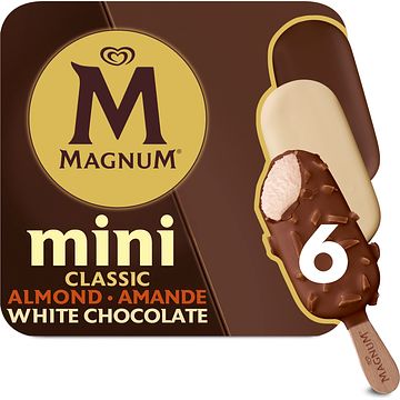 Foto van Magnum mini ijs classic, almond, white chocolate 6 x 55ml bij jumbo