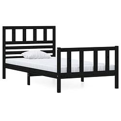 Foto van The living store bedframe - zwart - 205.5 x 96 x 100 cm (l x b x h) - geschikte matras- 90 x 200 cm (b x l) - massief