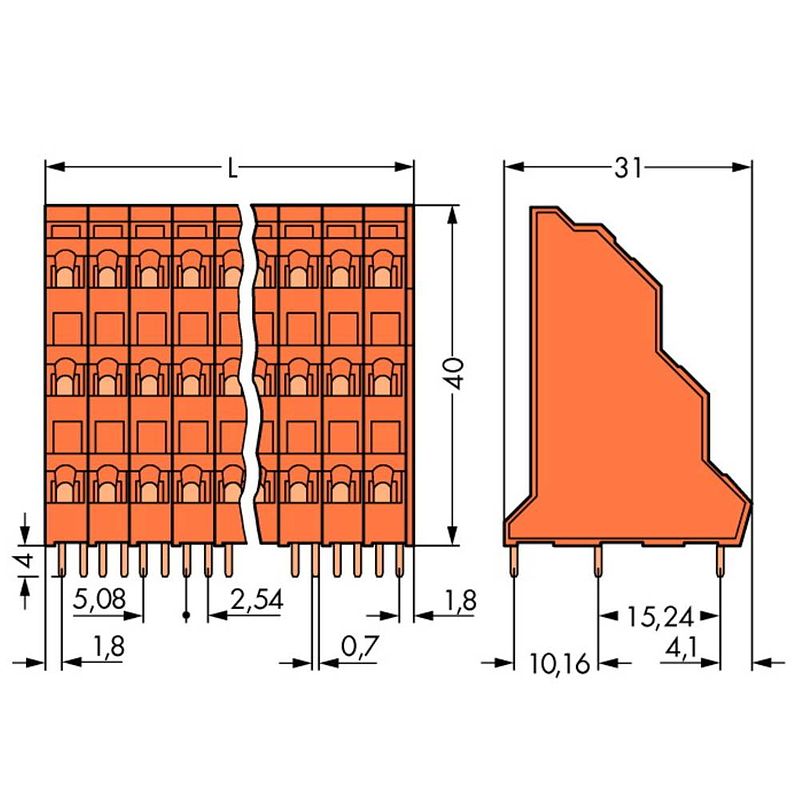 Foto van Wago 737-404 drie niveau klem 2.50 mm² aantal polen 12 oranje 48 stuk(s)