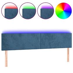 Foto van The living store hoofdeinde led donkerblauw - 200x5x78/88 cm - zacht fluweel