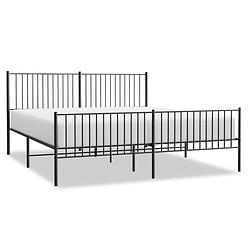 Foto van Vidaxl bedframe met hoofd- en voeteneinde metaal zwart 193x203 cm