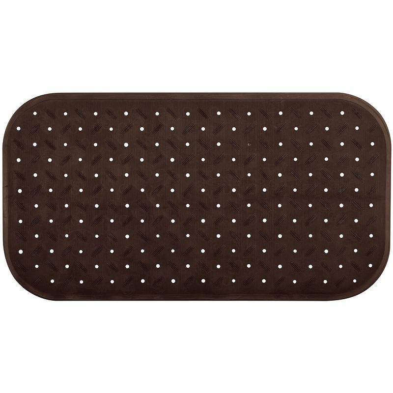 Foto van Msv douche/bad anti-slip mat badkamer - rubber - bruin - 36 x 65 cm - badmatjes