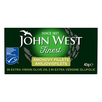 Foto van John west finest ansjovisfilets in extra vergine olijfolie msc 45g bij jumbo