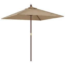 Foto van Vidaxl parasol met houten paal 198x198x231 cm taupe